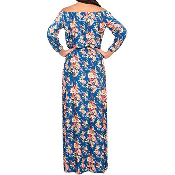 KOH KOH Floral Plus Off The Shoulder Maxi Dress - Picture 3 of 9